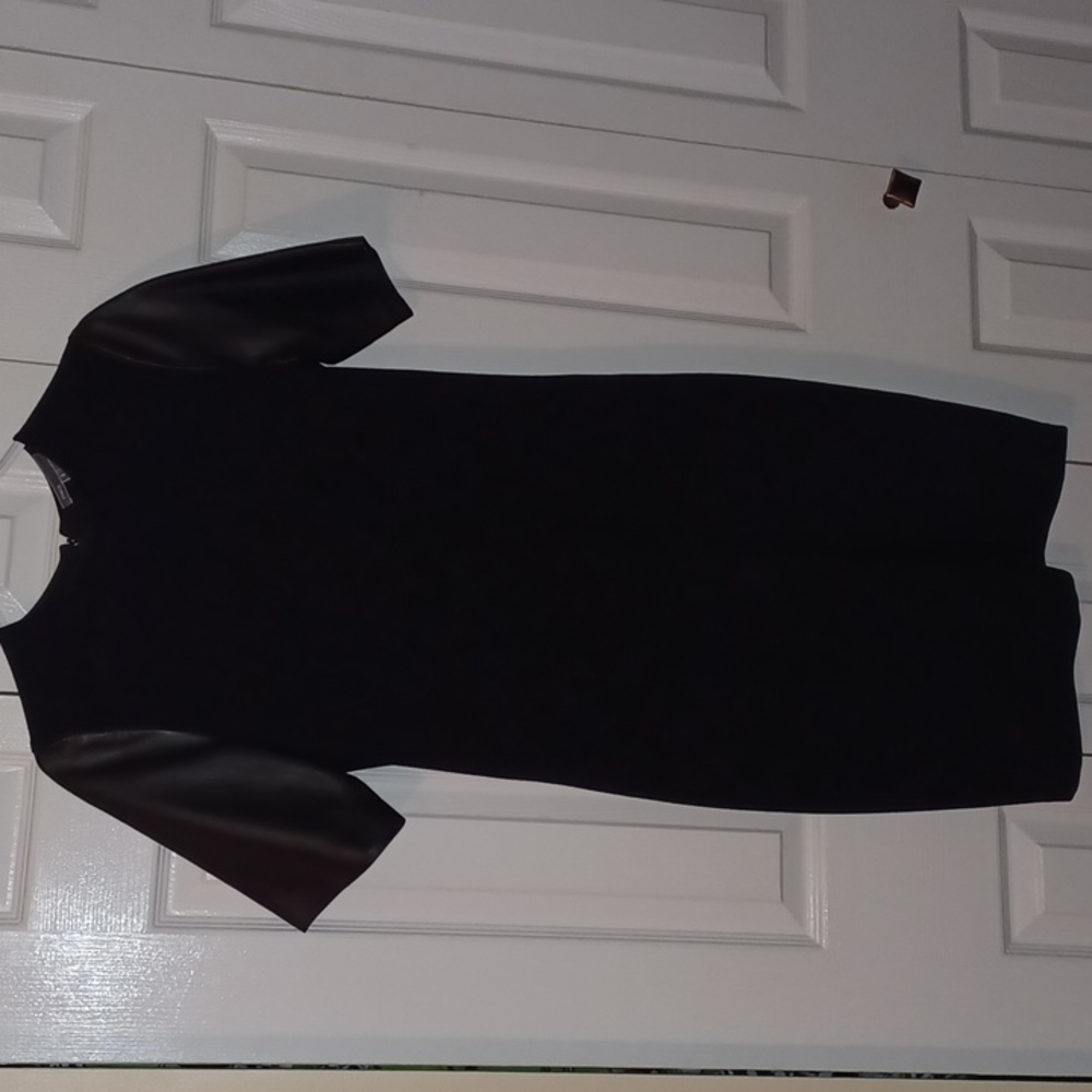 VINCE Camuto black fitted dress.